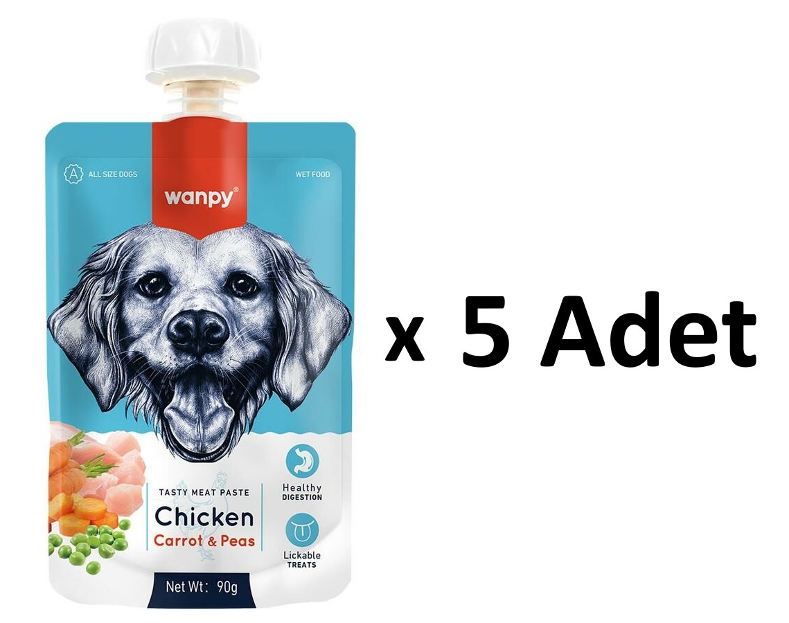 Wanpy Taze Tavuklu&Havuçlu Köpek Et Ezmesi 90 gr x 5 Adet