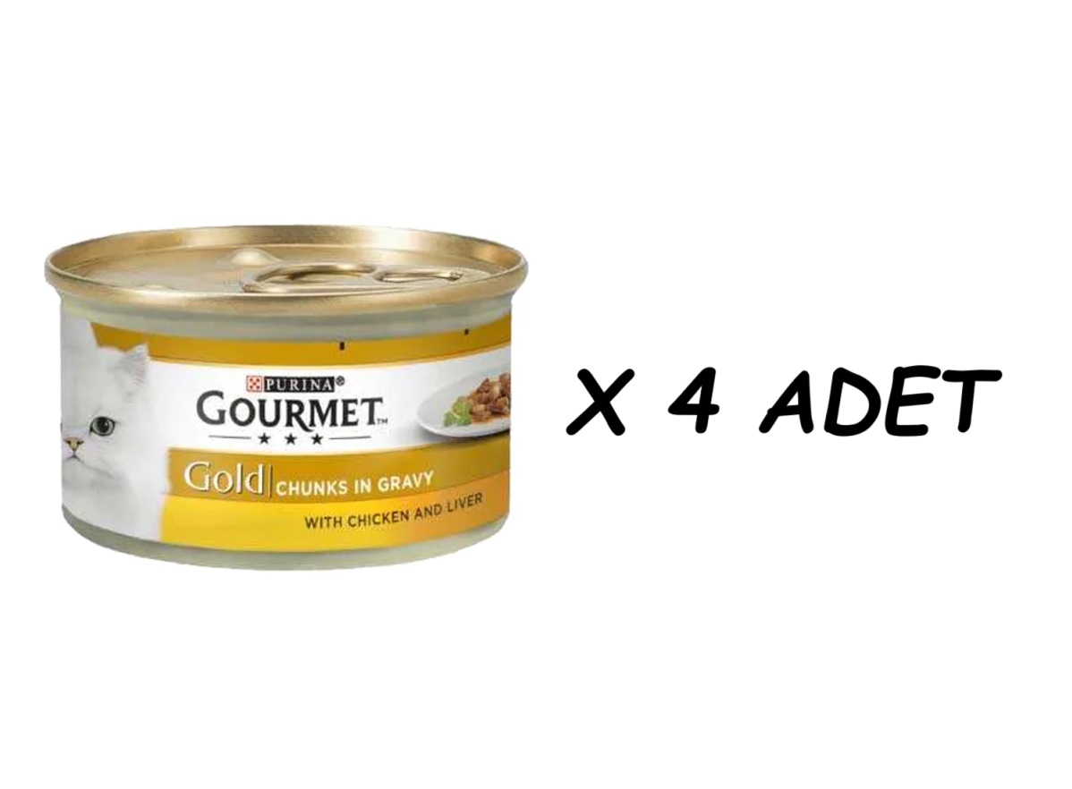 Gourmet Gold Soslu Parça Etli Tavuklu Ciğerli Yetişkin Kedi Konservesi 85GR X 4 ADET