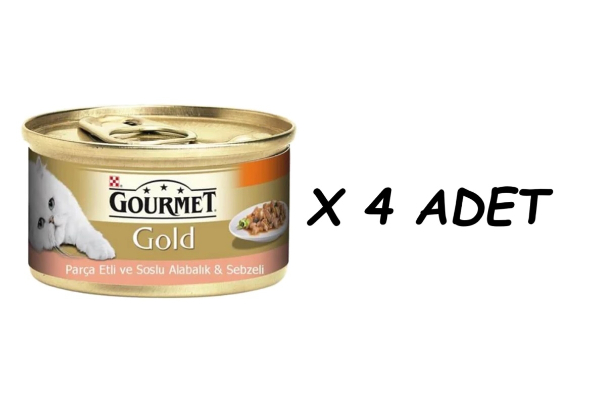 Gourmet Gold Parça Etli Soslu Alabalık ve Sebzeli Kedi Konservesi 85gr X 4 ADET