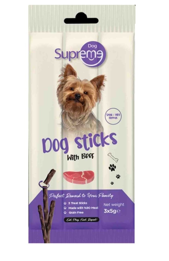 Supreme Dog Sticks Sığır Etli Küçük Irk Köpek Ödül Çubuğu 5gr (3’lü)