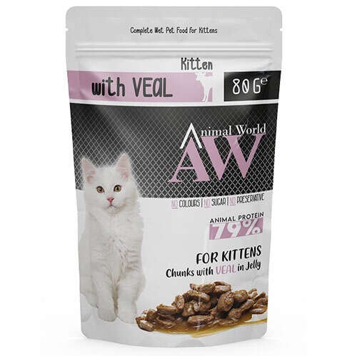 Animal World Kitten Dana Etli Yavru Kedi Yaş Maması 80 Gr