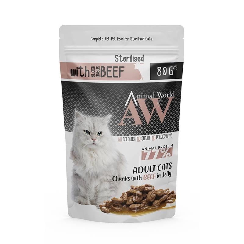 Animal World Sterilised Biftekli Kısırlaştırılmış Kedi Konservesi 80gr