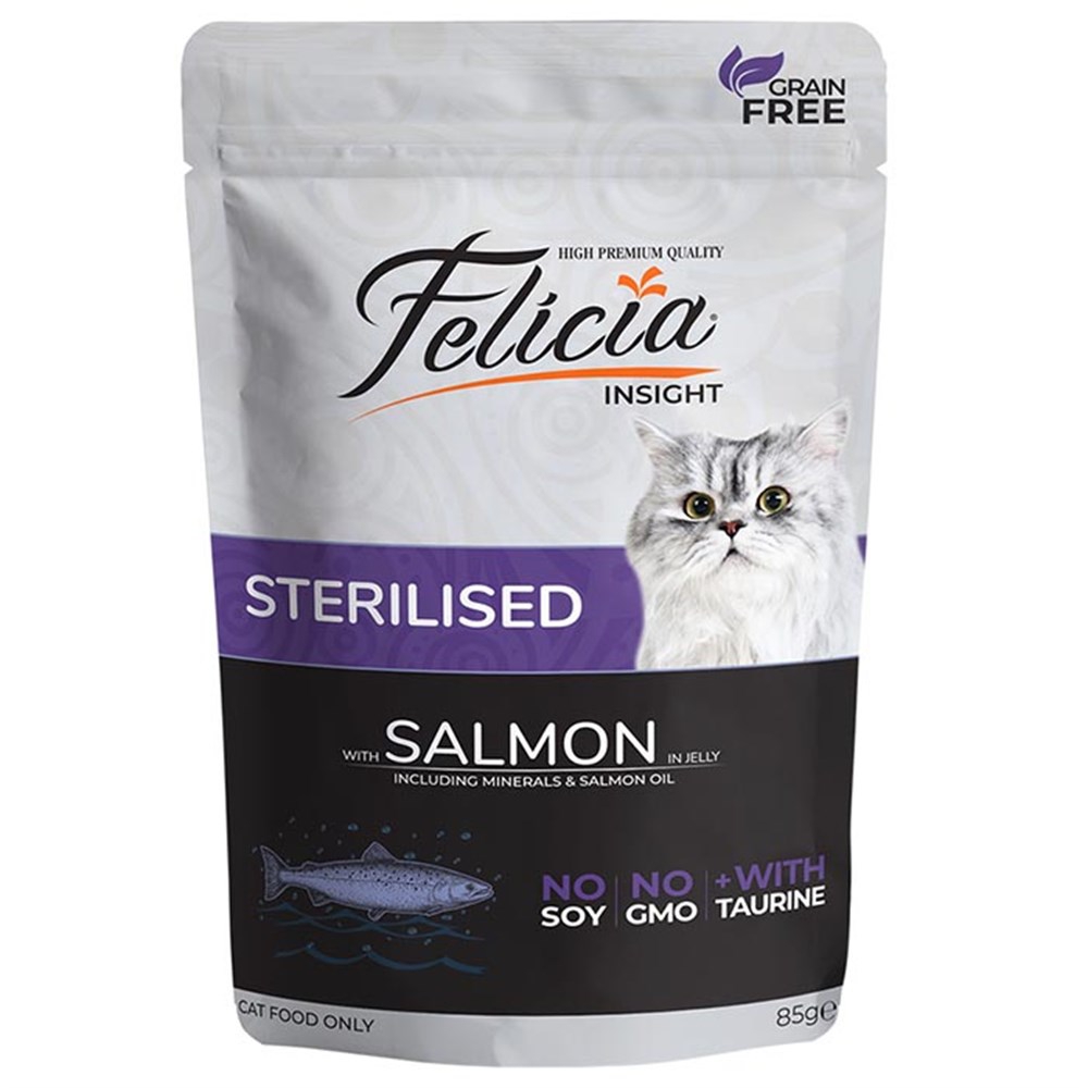 Felicia Tahılsız Somon Balıklı Kısırlaştırılmış Kedi Yaş Maması 85 gr