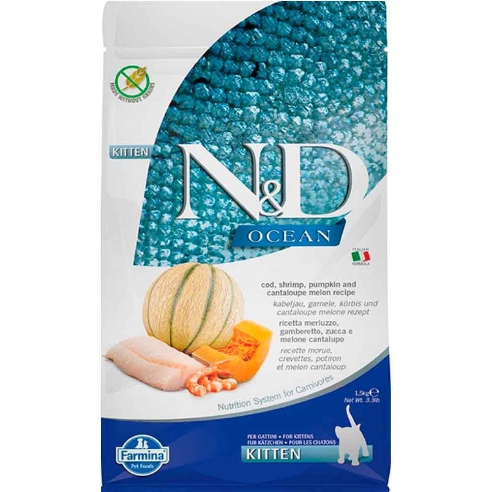 N&D ND Ocean Balkabaklı Morina Balıklı Kavun ve Karidesli Yavru Kedi Maması 1.5 Kg