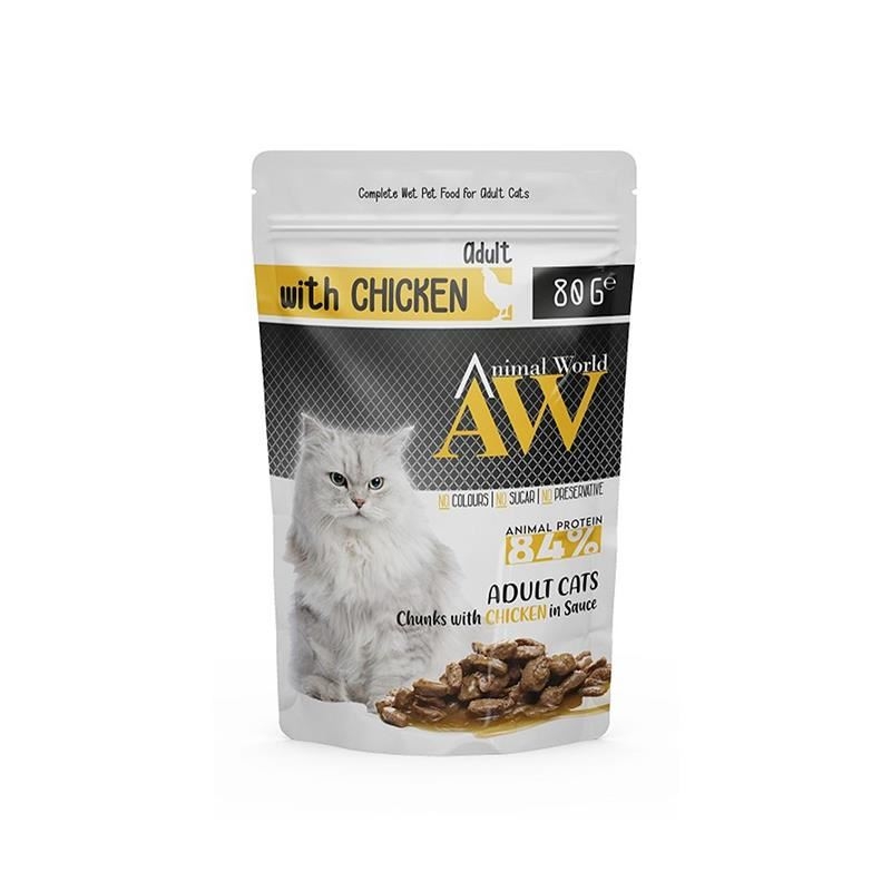 Animal World Tavuklu Yetişkin Kedi Konservesi 80gr