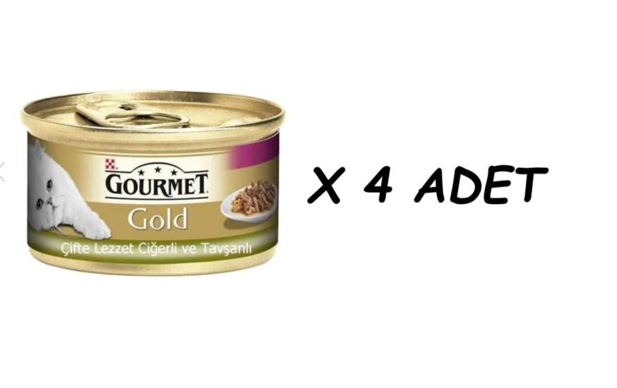 Gourmet Gold Parça Etli Ciğerli ve Tavşanlı Kedi Konservesi 85gr X 4 ADET