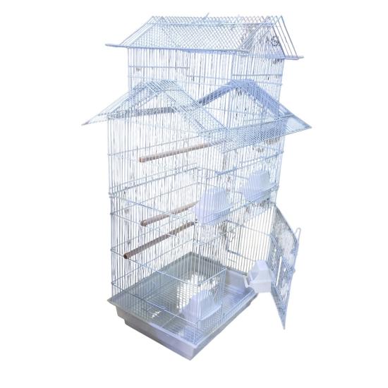 Beyaz Delüx Papağan Kafesi 100x45x35 cm Geniş Kapılı