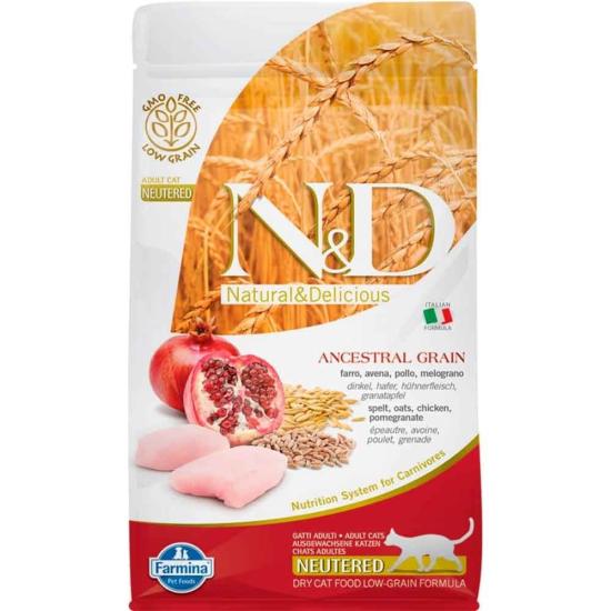 N&D ND Düşük Tahıllı Tavuk ve Narlı Kısırlaştırılmış Kedi Maması 1,5 kg
