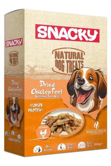 Snacky Kurutulmuş Tavuk Ayak Köpek Ödül Maması 100gr