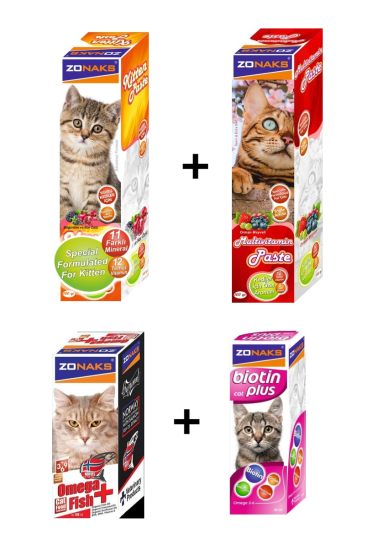 Zonaks 4’ lü Premium Yavru Kedi Malt ve Vitamin Seti