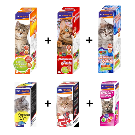 Zonaks 6’ lı Premium Yavru Kedi Malt ve Vitamin Seti