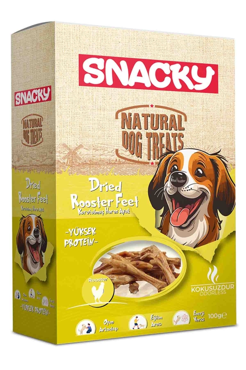 Snacky Kurutulmuş Horoz Ayak Köpek Ödülü Maması 100gr