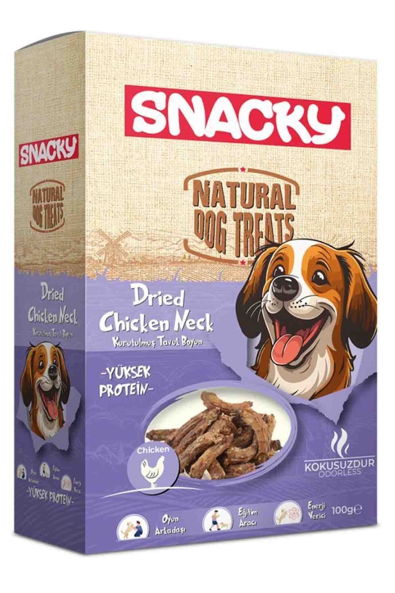 Snacky Kurutulmuş Tavuk Boyun Köpek Ödülü Maması 100gr