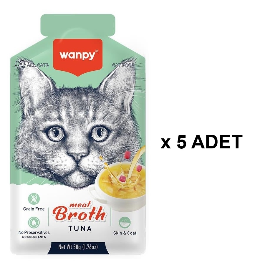 Wanpy Kediler için Ton Balığı Eti Çorbası 50 Gr X 5 ADET